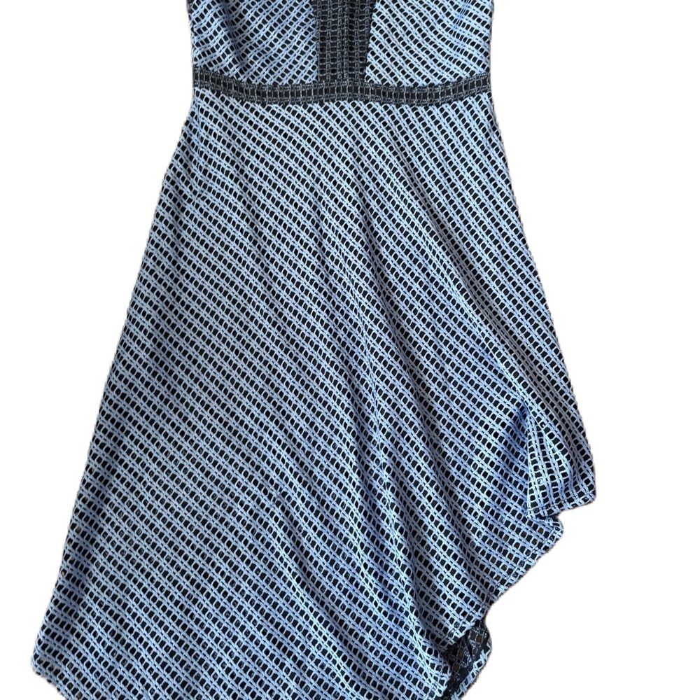 BCBG Max Azria Tracie Assymetrical Dress Blue Black Large Midi Sleeveless - Picture 3 of 6